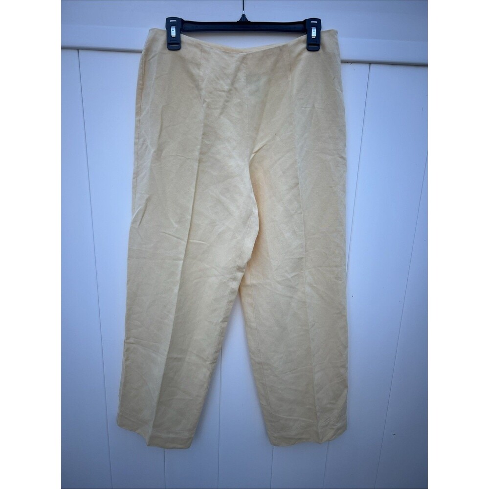 Emma James Womens Linen Blend Pants Sz 12P Yellow Side Zip